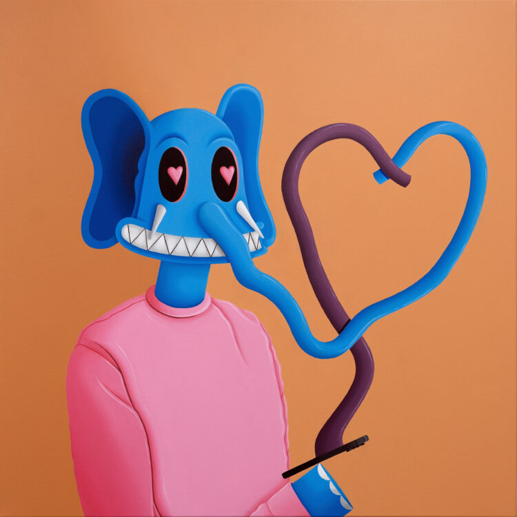 KARL_NDA_ADOPO - Bisous à travers le téléphone - 80x80cm - 2024